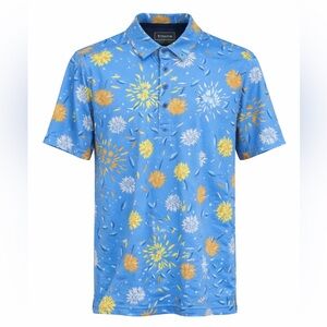 William‎ Murray Golf Floral Polo Shirt NWT Blue Size L Performance